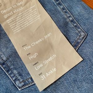 Everlane, never worn cheeky high rise ankle jean